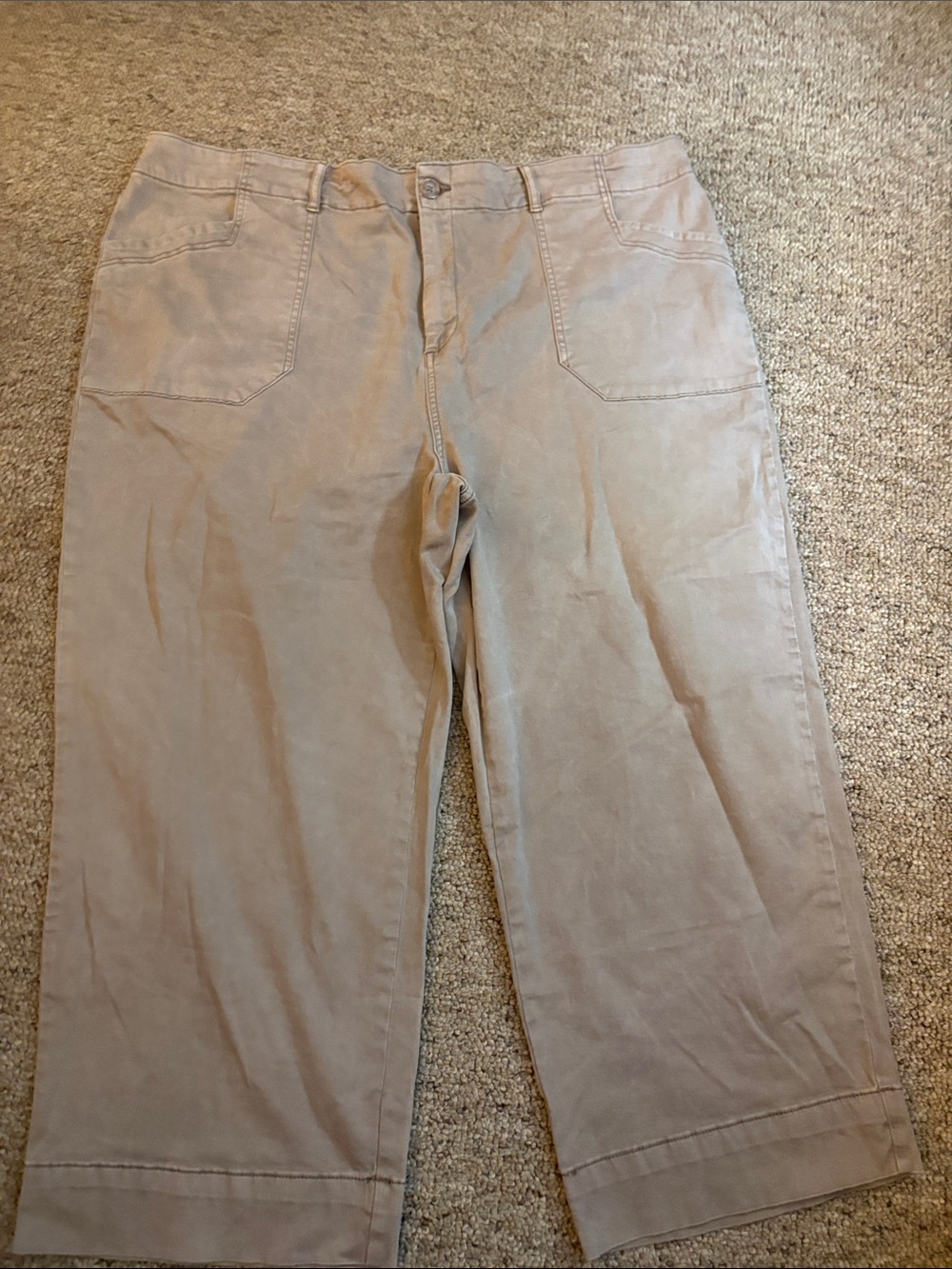 Cropped Straight-Leg Pants in Light Taupe